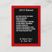 Carte de collection de basket-ball, taille rouge (Dos)