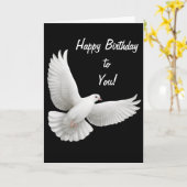 Carte de colombe de blanc de joyeux anniversaire (Fleur jaune)