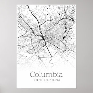Carte de Colombie - Caroline du Sud - Poster de ca