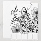 Carte de coloration pour adultes Papillon Art (Devant / Derrière)