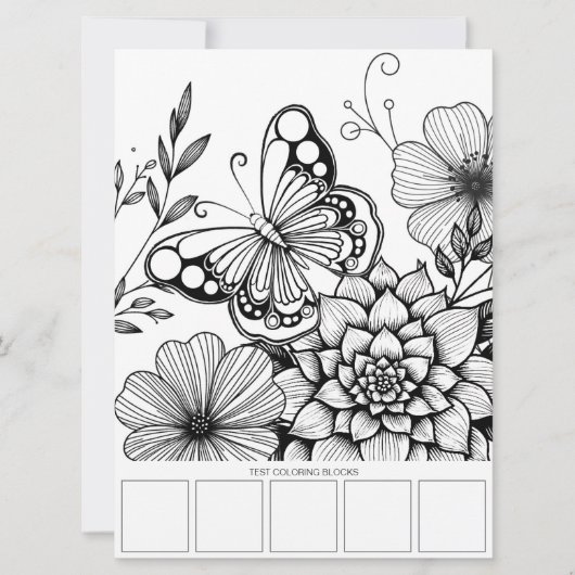 Carte de coloration pour adultes Papillon Art (Devant)