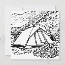 Carte de coloriage à thème du camping