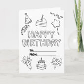 Carte de coloriage d'anniversaire à compléter (Devant)