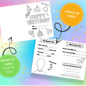 Carte de coloriage d'anniversaire à compléter