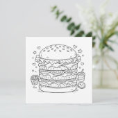 Carte de coloriage de burger de nourriture Noir Bl (Debout devant)