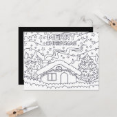 Carte de coloriage Festive Christmas kids (Devant/Arrière en situation)