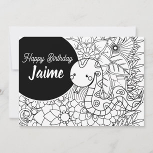 Carte de coloriage floral pour l'anniversaire de S
