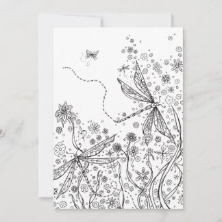 Carte de coloriage Imaginaire lunaire Dragonfly Ar