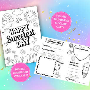 Carte de coloriage pour la journée la plus douce :