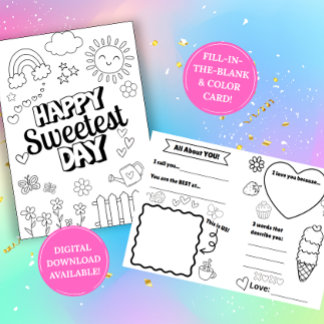 Carte de coloriage pour la journée la plus douce :