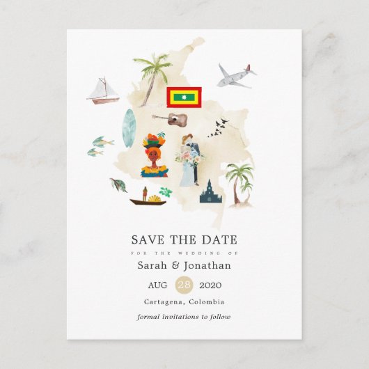 Carte de Columbia Cartagena Destination Wedding (Devant)