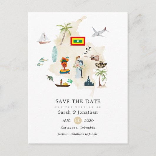 Carte de Columbia Cartagena Destination Wedding (Devant)