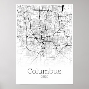 Carte de Columbus - Ohio - Poster de la carte de v