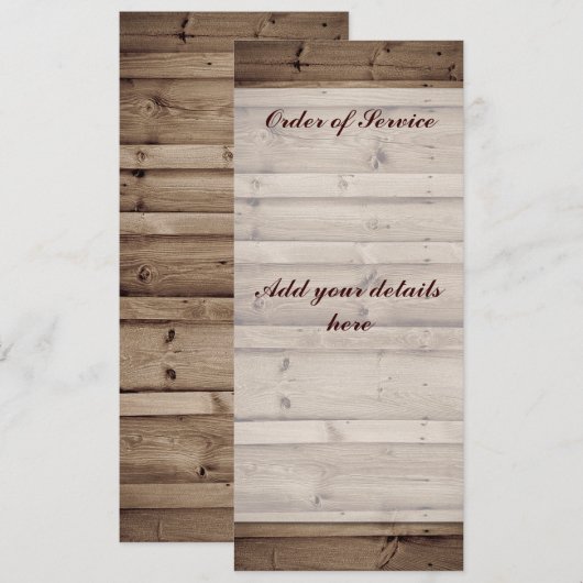 Carte de commande en bois ancien (Devant / Derrière)