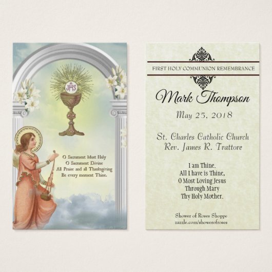 CARTE DE COMMÉMORATION DE LA PREMIÈRE COMMUNION (Devant & derrière)