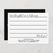 carte de commentaire (Devant / Derrière)