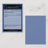 carte de commentaire de café-restaurant (Devant / Derrière)