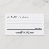 carte de commentaire en verre vapeur (Dos)