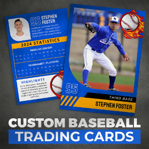 Carte de commerce Blue Baseball avec photo et stat