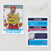 Carte de commerce collectif de hockey | Bleu glace (Devant / Derrière)