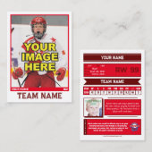 Carte de commerce collectif de hockey | Rouge (Devant / Derrière)