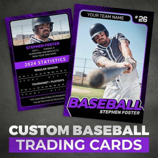 Carte de commerce de base-ball Purple & Black Pro 