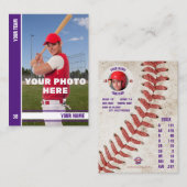 Carte de commerce de baseball à bande violette - S (Devant / Derrière)