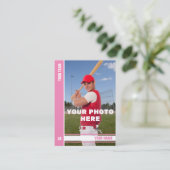 Carte de commerce de baseball en bande rose - Stat (Debout devant)