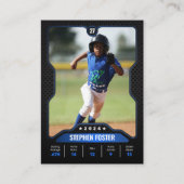 Carte de commerce de baseball noir et bleu avec st (Devant)
