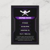 Carte de commerce de baseball noir et violet avec  (Dos)