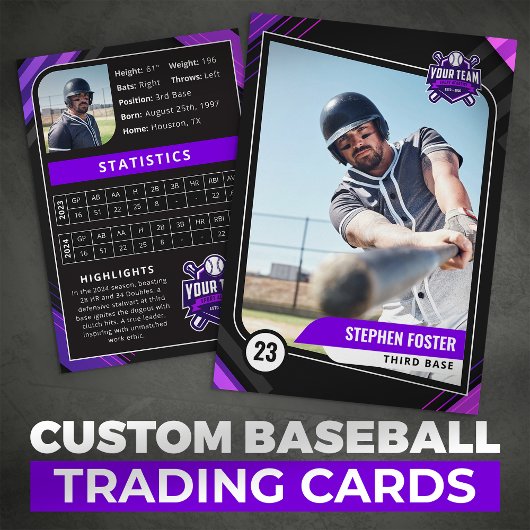 Carte de commerce de baseball Purple & Black Pro