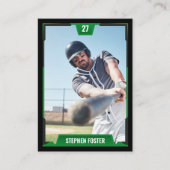 Carte de commerce de baseball vert - Profil du jou (Devant)