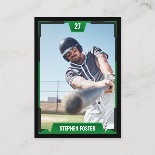 Carte de commerce de baseball vert - Profil du jou (Devant)