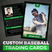Carte de commerce de baseball vert - Profil du jou
