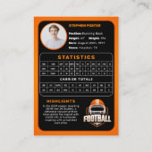 Carte de commerce de football Orange personnalisée (Dos)