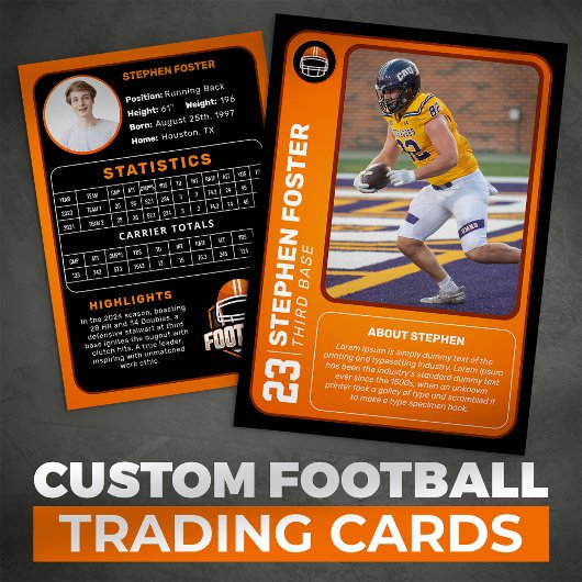 Carte de commerce de football Orange personnalisée