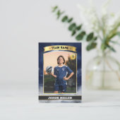 Carte de commerce de football sur mesure Blue Gold (Debout devant)