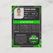 Carte de commerce de football vert et noir avec st (Dos)