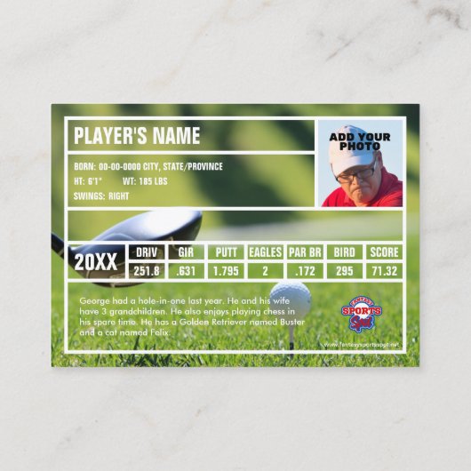 Carte de commerce de golf sur mesure - Forrest Gre (Dos)