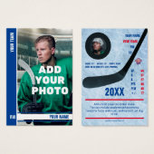 Carte de commerce de hockey à bande bleue - Statis (Devant & derrière)