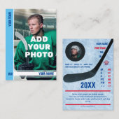 Carte de commerce de hockey sur bande bleue glace  (Devant / Derrière)