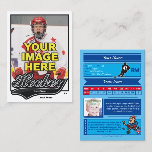Carte de commerce de hockey Swash - Statistiques p (Devant / Derrière)