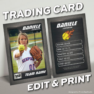 Carte de commerce de softball personnalisée, carte