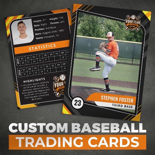 Carte de commerce Orange & Black Pro Baseball
