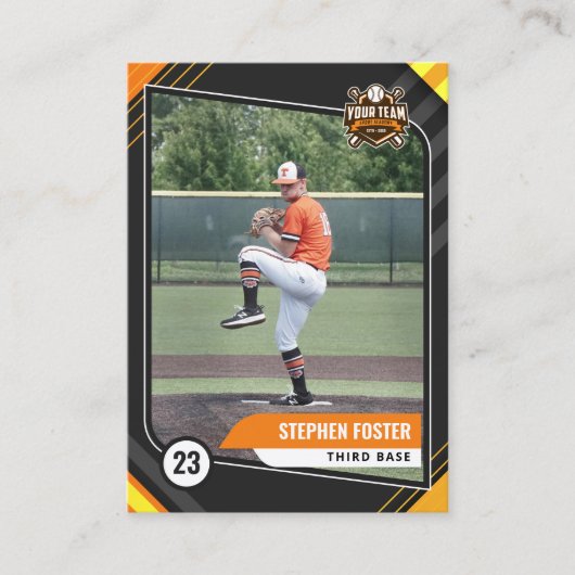 Carte de commerce Orange & Black Pro Baseball (Devant)