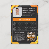 Carte de commerce Orange & Black Pro Baseball (Dos)