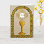 Carte de communion de style celtique (Fleur jaune)