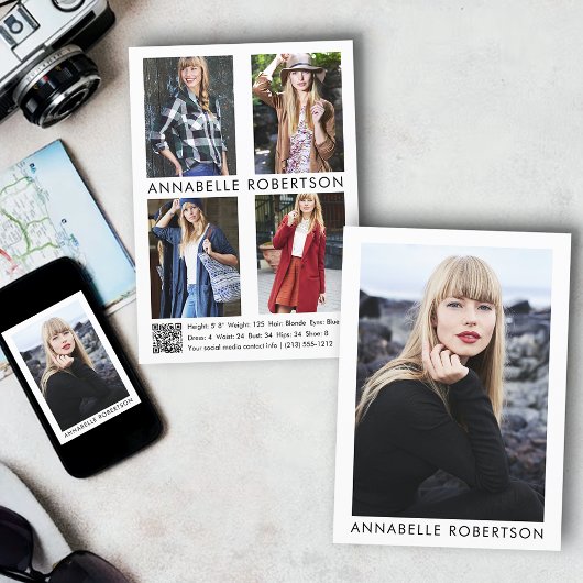 Carte de comp de modèle moderne Acteur 5 photo QR 