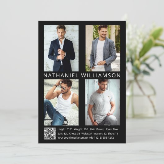 Carte de comp moderne Pro Model Actor 4 Photo QR C (Debout devant)
