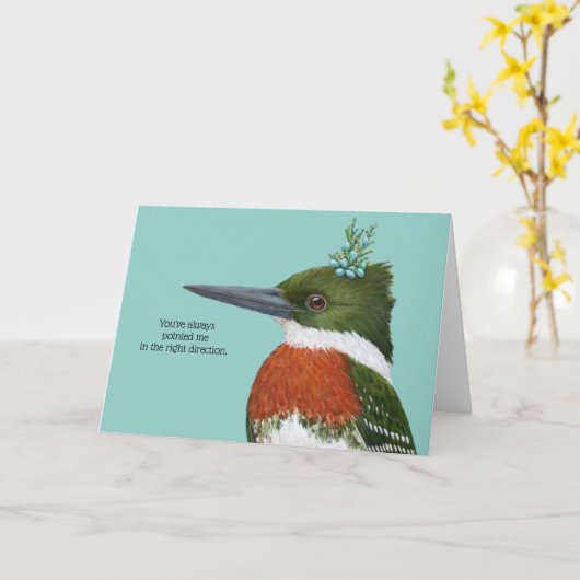 carte de compliment de martin-pêcheur vert/amitié (Fleur jaune)